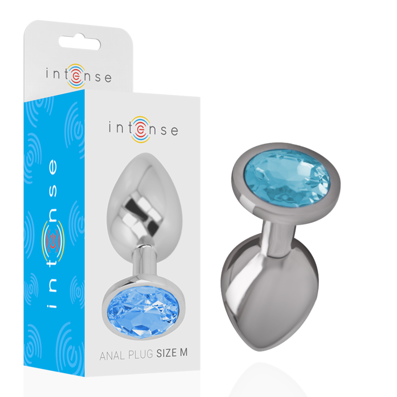 INTENSE - PLUG ANALE IN METALLO ALLUMINIO CON VETRO BLU TAGLIA M INTENSE - PLUG ANALE IN METALLO ALLUMINIO CON VETRO BLU TAGLIA M
