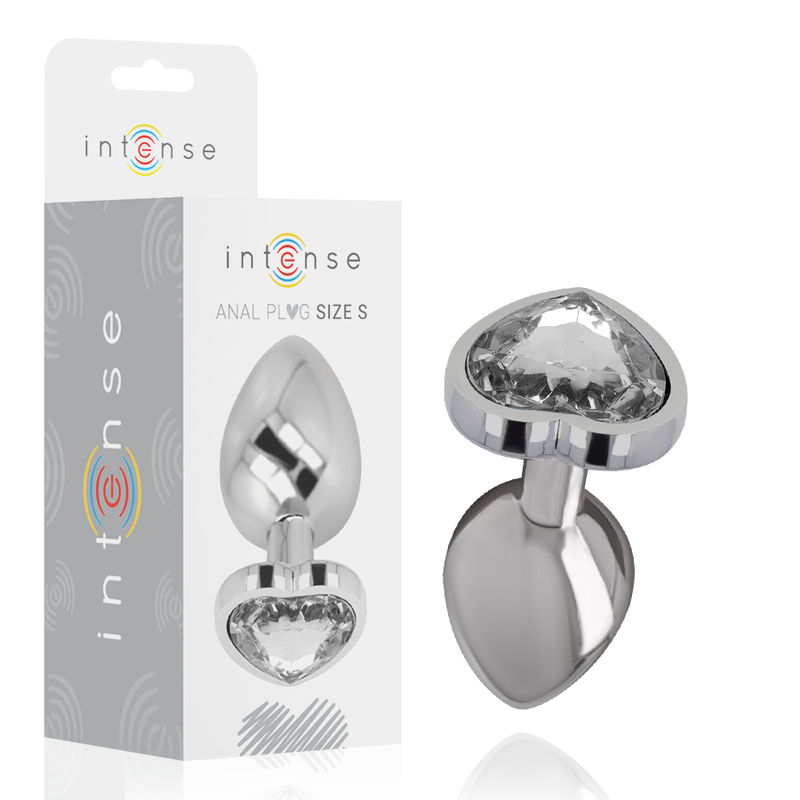 INTENSE - PLUG ANALE IN METALLO ALLUMINIO CON CUORE BIANCO TAGLIA S INTENSE - PLUG ANALE IN METALLO ALLUMINIO CON CUORE BIANCO TAGLIA S