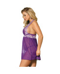 SUBBLIME - BABYDOLL BIANCO LACCI FLOREALI VIOLA L / XL SUBBLIME - BABYDOLL BIANCO LACCI FLOREALI VIOLA L / XL