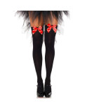 LEG AVENUE - CALZAMAGLIA IN NYLON NERO CON FIOCCO ROSSO TAGLIA UNICA LEG AVENUE - CALZAMAGLIA IN NYLON NERO CON FIOCCO ROSSO TAGLIA UNICA