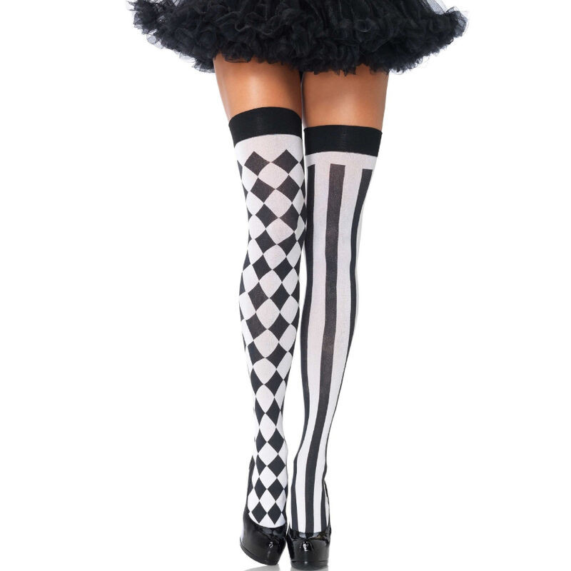 LEG AVENUE - CALZINI ALTI ARLECCHINO BIANCO/NERO LEG AVENUE - CALZINI ALTI ARLECCHINO BIANCO/NERO