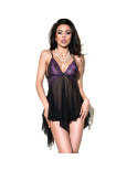 CHILIROSE - CR 4074 BABYDOLL VIOLA E NERO L/XL CHILIROSE - CR 4074 BABYDOLL VIOLA E NERO L/XL
