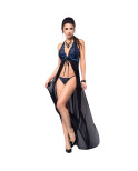 CHILIROSE - CR 3856 BABYDOLL LUNGA BLU E NERA L/XL CHILIROSE - CR 3856 BABYDOLL LUNGA BLU E NERA L/XL