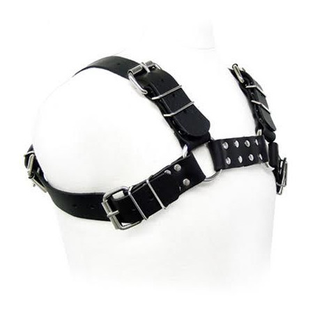 LEATHER BODY - IMBRACATURA PER CANE BULL IN PELLE NERA