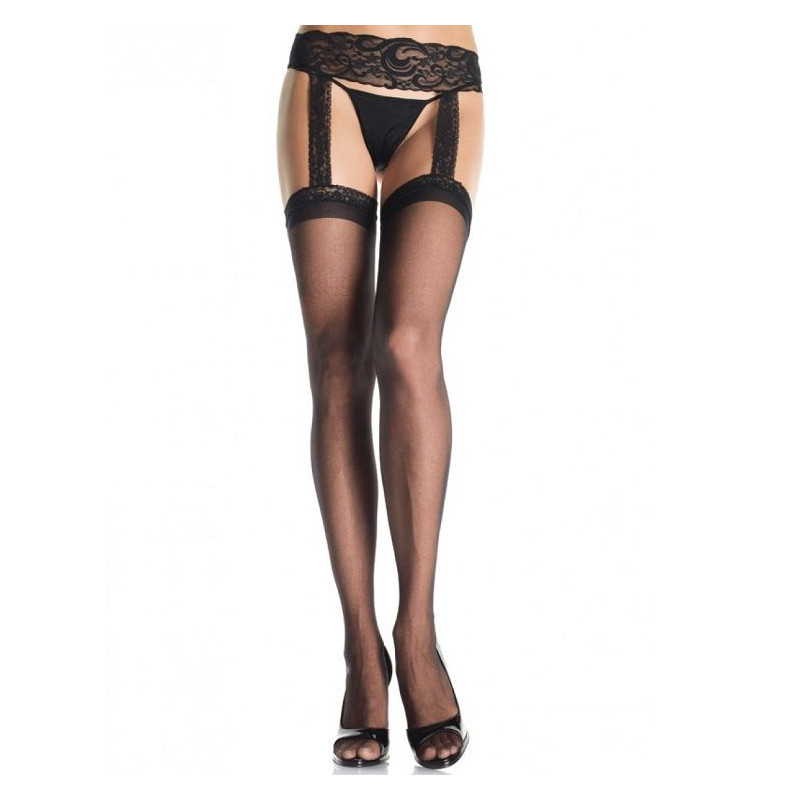 LEG AVENUE - OUTLET - CALZE NERE CON REGALTO IN PIZZO LEG AVENUE - OUTLET - CALZE NERE CON REGALTO IN PIZZO
