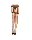 LEG AVENUE - CALZE A RETE CON REGGISERA IN PIZZO NERO LEG AVENUE - CALZE A RETE CON REGGISERA IN PIZZO NERO