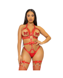 LEG AVENUE - KINK - IMBRACATURA CON O-RING CON BORCHIE TEDDY TAGLIA L - ROSSO LEG AVENUE - KINK - IMBRACATURA CON O-RING CON BORCHIE TEDDY TAGLIA L - ROSSO
