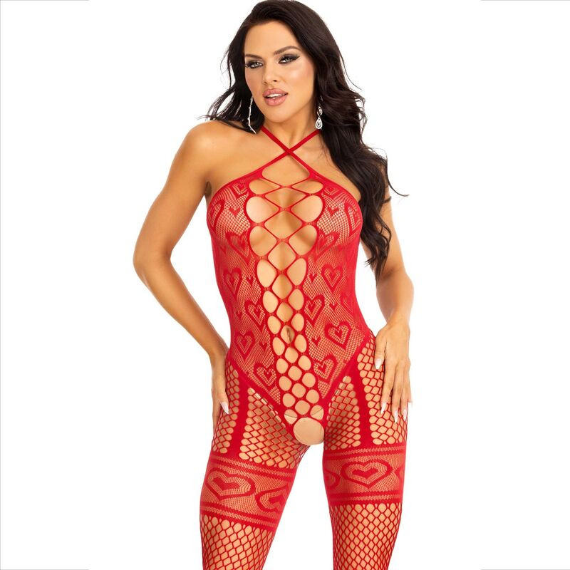LEG AVENUE - BODYSTOCKING CAVEZZA COLLO ROSSO CUORI ROSSI LEG AVENUE - BODYSTOCKING CAVEZZA COLLO ROSSO CUORI ROSSI