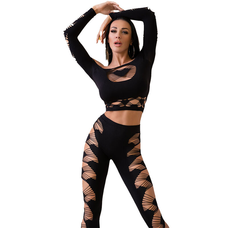 CHILIROSE - CR 4436 TOP E LEGGINS NERO S/L CHILIROSE - CR 4436 TOP E LEGGINS NERO S/L