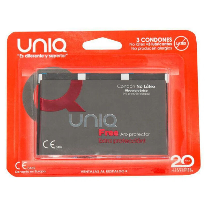 UNIQ - PRESERVATIVO SENZA LATTICE FREE CON ANELLO DI PROTEZIONE 3 UNITÀ UNIQ - PRESERVATIVO SENZA LATTICE FREE CON ANELLO DI PROTEZIONE 3 UNITÀ